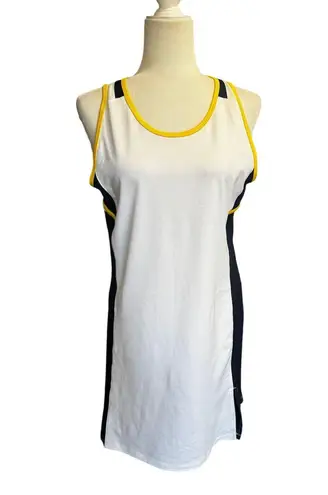Prince Women's Tennis Match Knit Dress White/Navy/Yellow Trim – Size L White Size L