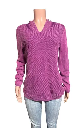 Pulp long sleeve v neck boysenberry pullover with hooded sweater L Purple Size L