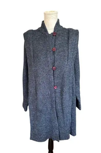 Vintage Sakowitz 70s 80s Gray Long Button Sweater Cardigan Coat Hig Sz L READ Size L