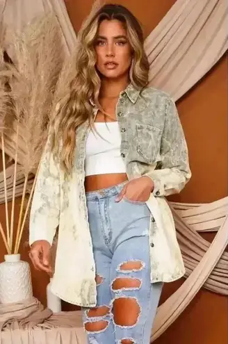 Peach Love California Peach Love Acid Wash Corduroy Shacket Shirt Jacket Cotton Relaxed Fit Size S