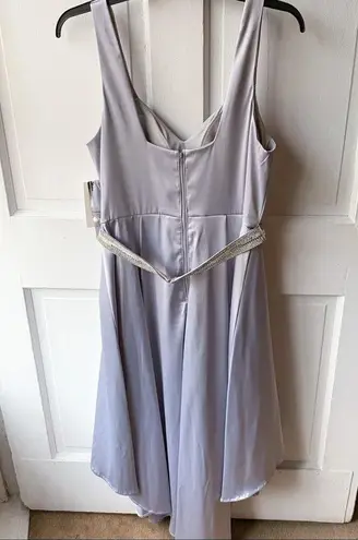 Sequin Hearts Nordstrom Silver High Low Belted Formal Dress, Size 9 NWT