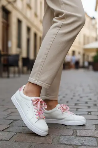 Black Poppy Pop Women's Breezy Lace Up White Multi-Color Low-Top Fashion Sneakers Size 6e