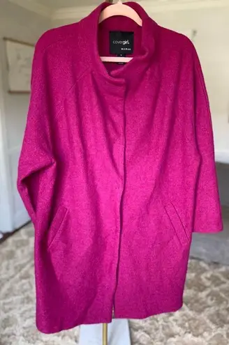 Covergirl Wool Knee Length Trench Coat Woman Magenta Classic Preppy Winter Warm Pink Size 1X