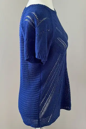 Fever Royal Blue Knit Short Sleeved Top sz M Size M