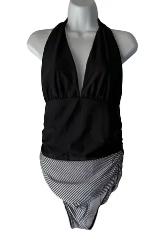 Beachsissi Large Black Halter Open Back Coverage One Piece Bathing Swim Suit