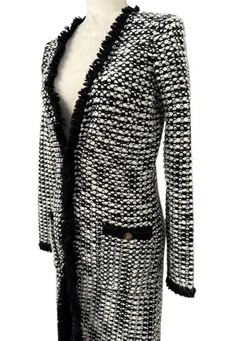 Boston Proper Womens Knit Open Front Black and White Cardigan Sweater Size XS