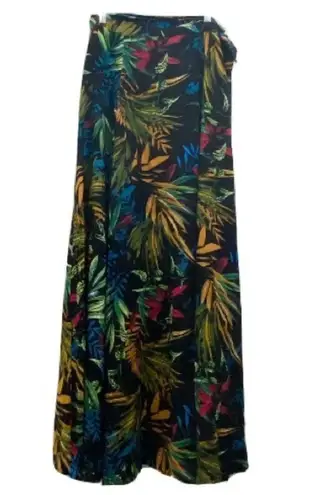 Tropical Print Wrap Skirt Boho Festival Maxi Wrap Skirt Size undefined