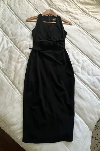 Nookie black midriff cut out high neck bodycon midi form shaping dress M