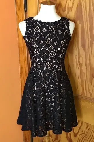 Jodi Kristopher black lace fit n flare dress