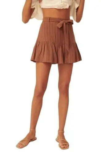 Prómesa NWT Promesa Skort Mocha Pinstripe Dropwaist Ruffle Tie Front Size Medium NEW
