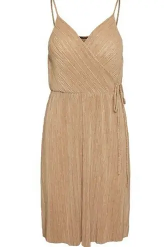 VERO MODA New Micro Pleat Faux Wrap Short Dress Gigi Irish Cream Size XL