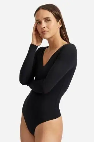 Everlane  The Long-Sleeve V-Neck Bodysuit in Black S