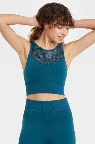 JoyLab  Women's Seamless High Neck Longline Bra - Blue - S