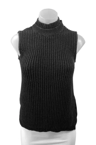 Central Park West Black Chunky Knit Sleeveless Turleneck Sweater Tank Top Size S - Image 1
