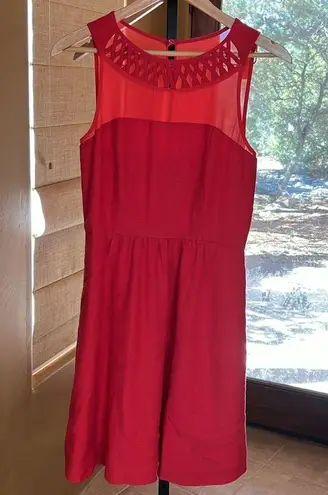 Maeve Anthroplogie Womens Lattice Neck A-line Dress Red Sleeveless Size 6