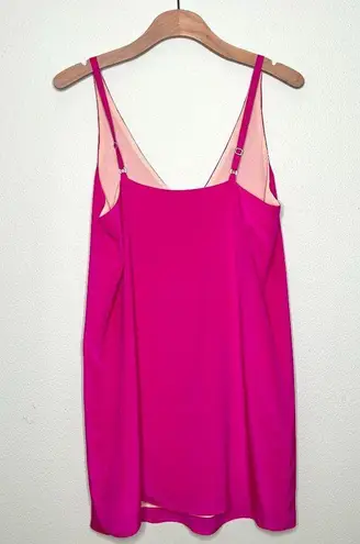Lavender Brown Silk V-Neck Slip Dress in Fuchsia Pink Size S