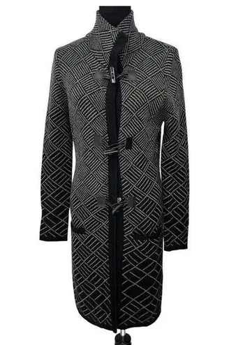 Icelandic Design| S | Cardigan Knit Jacket Coat Women's Long Length Sweater Wool Black