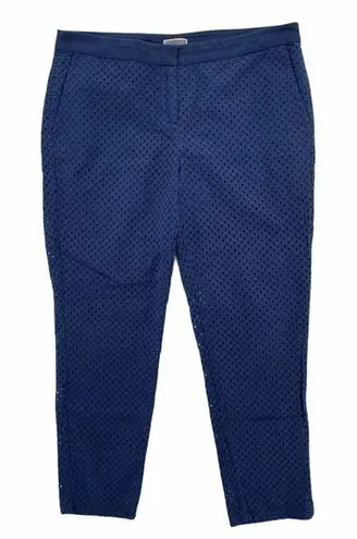 Chelsea28 Navy Cotton Eyelet Mid Rise Crop Pant