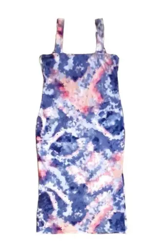 Ultra Flirt Tie Dye Dress Small Blue White Sleeveless Bodycon Short Stretchy