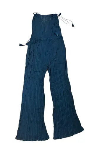 Ulla Johnson Navy Striped Jumpsuit Size 8 NWOT Tassels V Neck