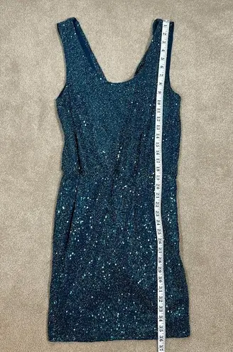 EXPRESS  Blue Green Sequins Sparkly Girly Party Mini Dress Taylor Swift Small