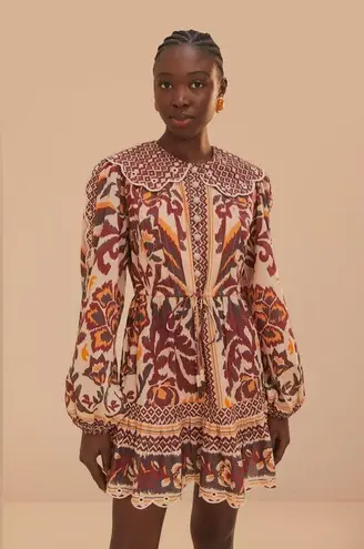 Farm Rio Long Sleeve Button Front Minidress, Small, $260