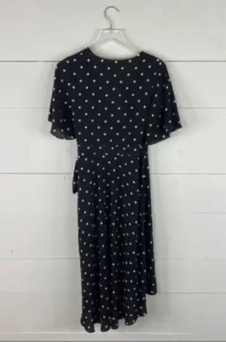 White House | Black Market  WHBM polka dot black white wrap midi dress