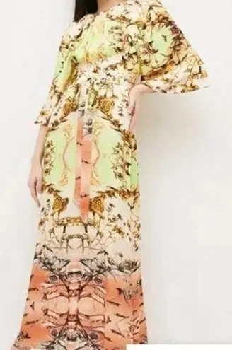 Karen Millen Mirrored Tulipa Print Woven Satin Maxi Dress NWT size 6