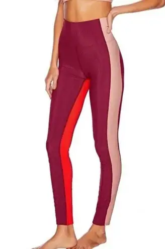 Beach Riot Merlot Colorblock Ribbed High Waist Athletic Leggings Size Small