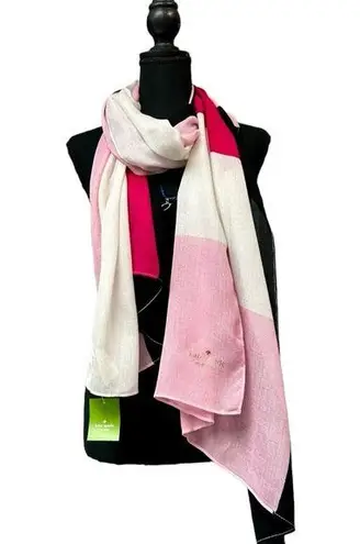 Kate Spade  Colorblind Large Shawl Scarf in Pink and White, NWT