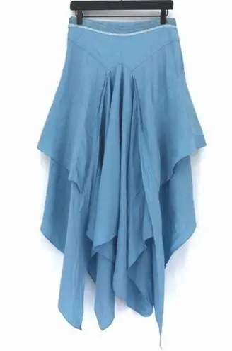 Balenciaga Linen Handkerchief High-Low Linen Skirt Light Blue 40 *Authentic