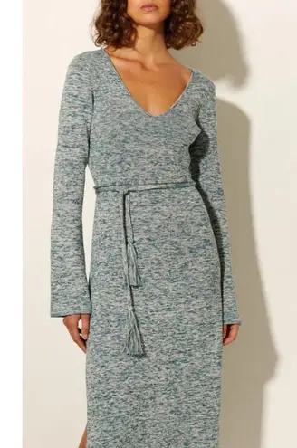 Kivari Naomi V Neck Knit Midi Dress in Teal Marble US6 NWT Blue Size 6