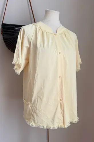 Vintage Yellow Button Nightgown Top Size M