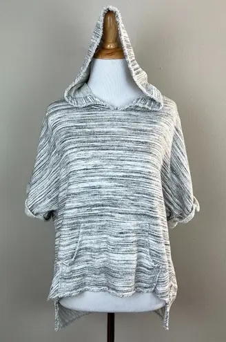 Dolan Left Coast Hoodie Sweatshirt Top M Gray Short Sleeve Dolman Frayed Trim Size M - Image 1