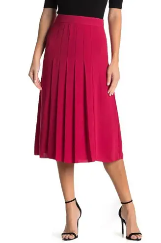 Reiss NWT Cleona Box Pleat Midi Skirt Magenta Red Pleated Women’s Size 6 NEW