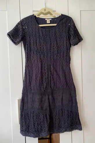 Sundance Black eyelet crochet trim dress size S
