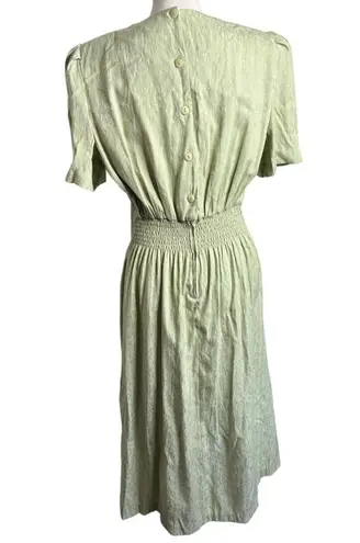 Halmode Petites Vintage Sage Lace Detail Midi Dress Green Size 16P
