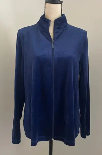 Velvet Y2K Zip Up Jacket size XL Blue Retro Velour Athleisure Streetwear Comfy