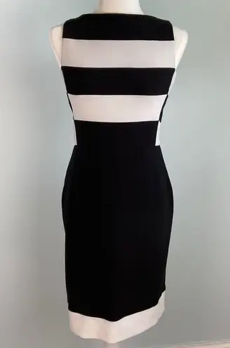 Joseph Ribkoff Sheath Dress Black White Dress Geometric High Neck Sz 4