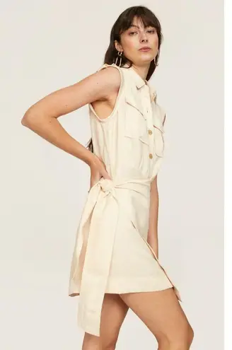 DEREK LAM 10 CROSBY x RTR Off White Linen Blend Crisp Apron Dress Size 44