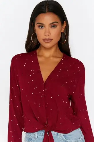 Rails Sloane Top Rogue Gradient Stars Button Shirt Size XS Tie Front Blouse - Image 1