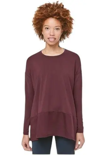 Lululemon  Maroon Bordeaux Drama Ease Of Mind Oversized Long Sleeve Tee size 6 thumbnail 1