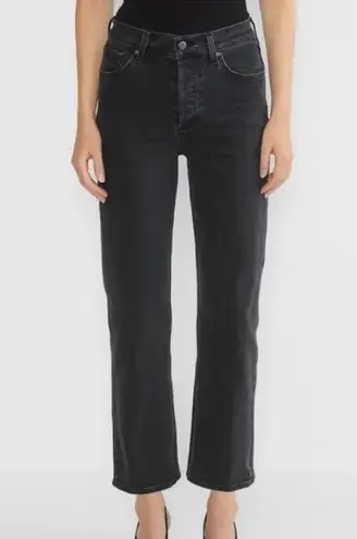 Aritzia Denim Forum The Arlo High Rise Straight Leg Jeans Black 25