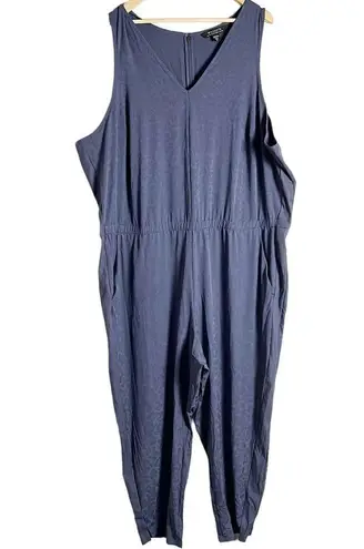 Athleta Brooklyn Textured Jacquard Leopard Medieval Violet Jumpsuit Size 26