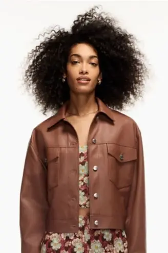 Wilfred Free Gaze Vegan Leather Jacket Epicurean Brown Size Large Aritzia NEW