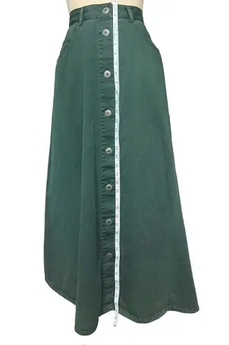 CRAZY HORSE  forest green floor length skirt with pockets; 100% cotton; size 9/10