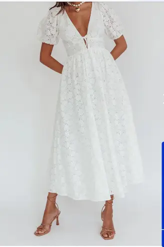 Petal and Pup White Lace Midi Dress