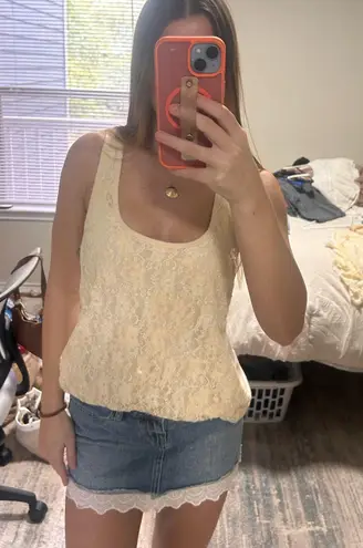 Vintage Sequin Tank Top Yellow Size L