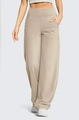 G4Free Wide Leg Pants Loose Yoga Pants with Pockets Stretch Casual Lounge Pants Tan