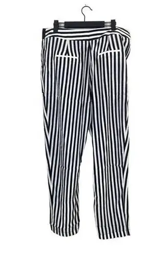 Sans Souci NWT Striped Lightweight Satin Feel Trouser Ankle Pant XL Black White